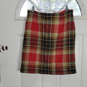 Vintage Chadwicks Red and Black Plaid/Tartan Knee Length Skirt Size 12